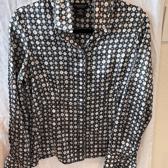 Rafaella Tops - Rafaella Black and White Circle Pattern Blouse